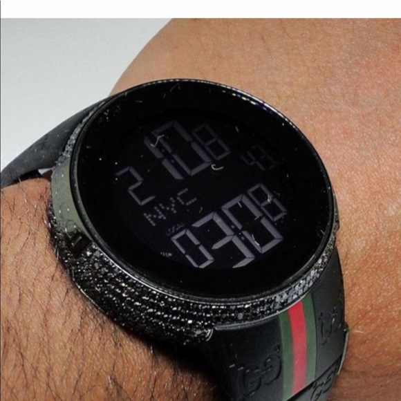 Gucci Mens I Digital Black Diamond Ct Ya114207 Watch - Picture 6 of 7